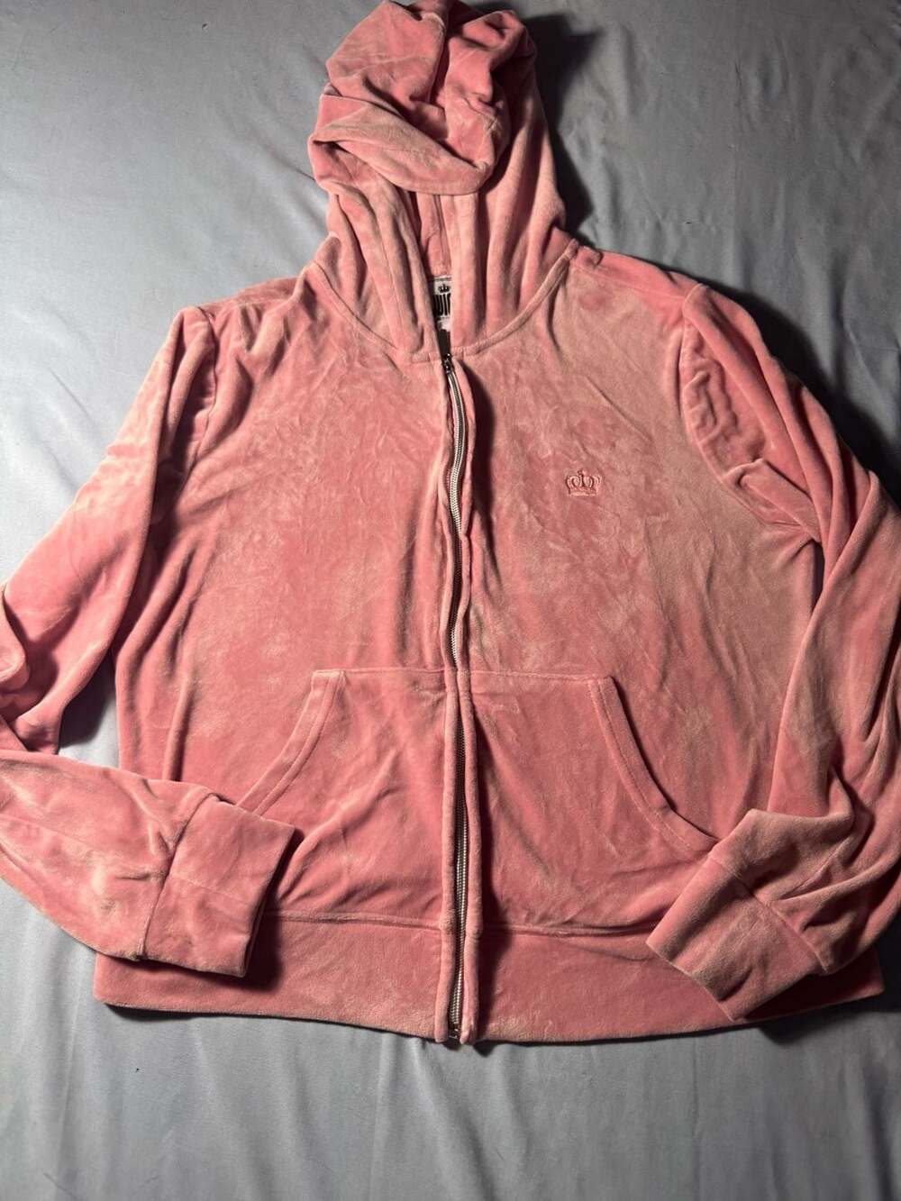 Juicy Couture Velvet Zip Up Hoodie Size M Pink
